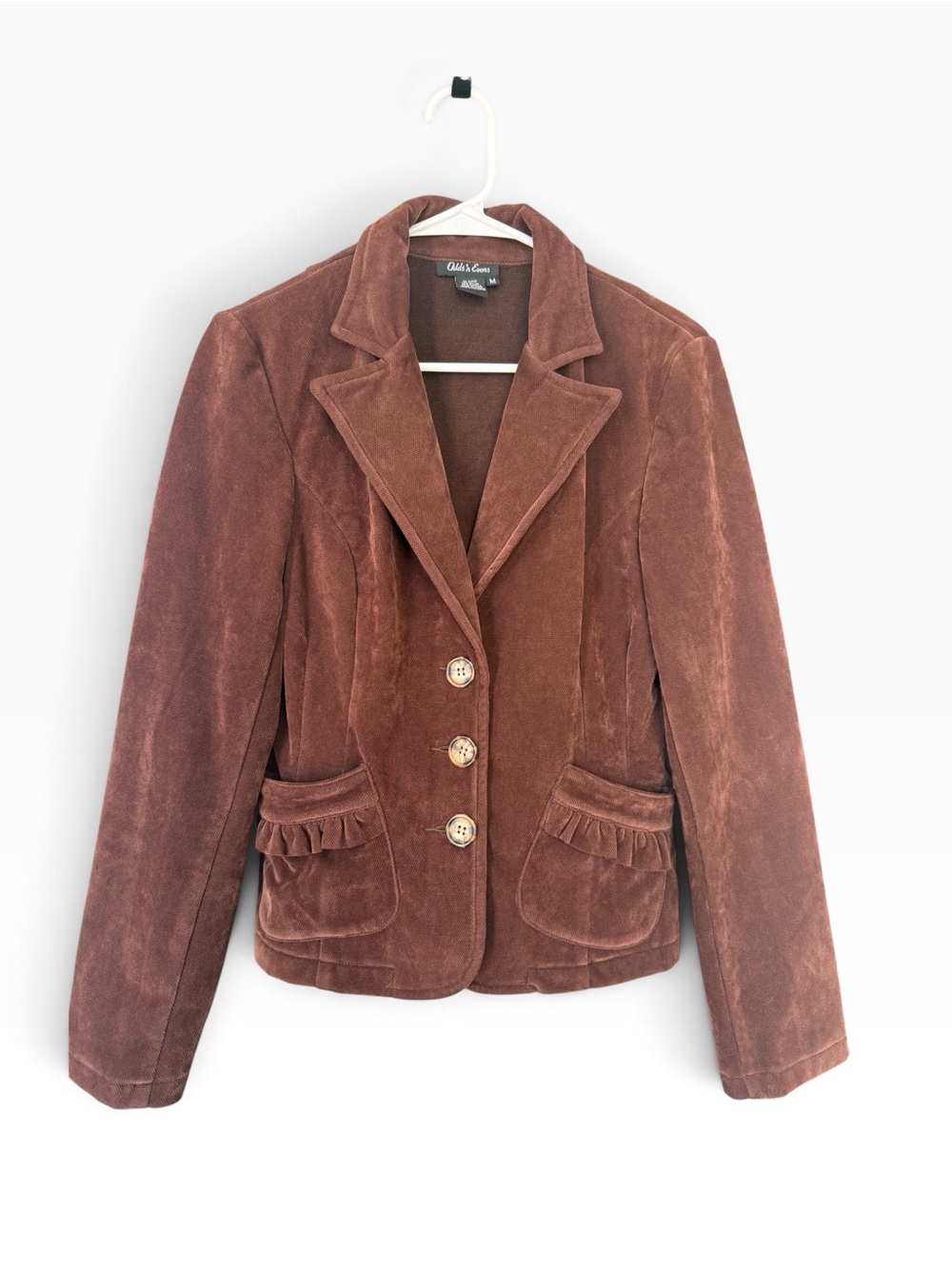 Odds’n Evens Women's Brown Faux Suede Tailored Blazer